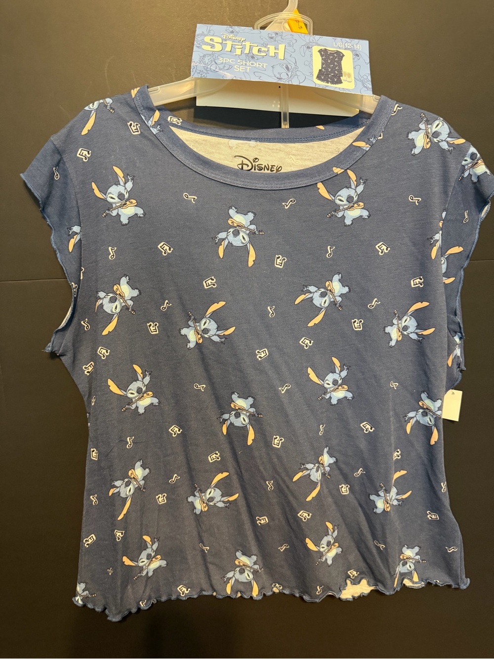 Disney Navy Stitch All-Over Print Short Sleeve Top and Short PJ set